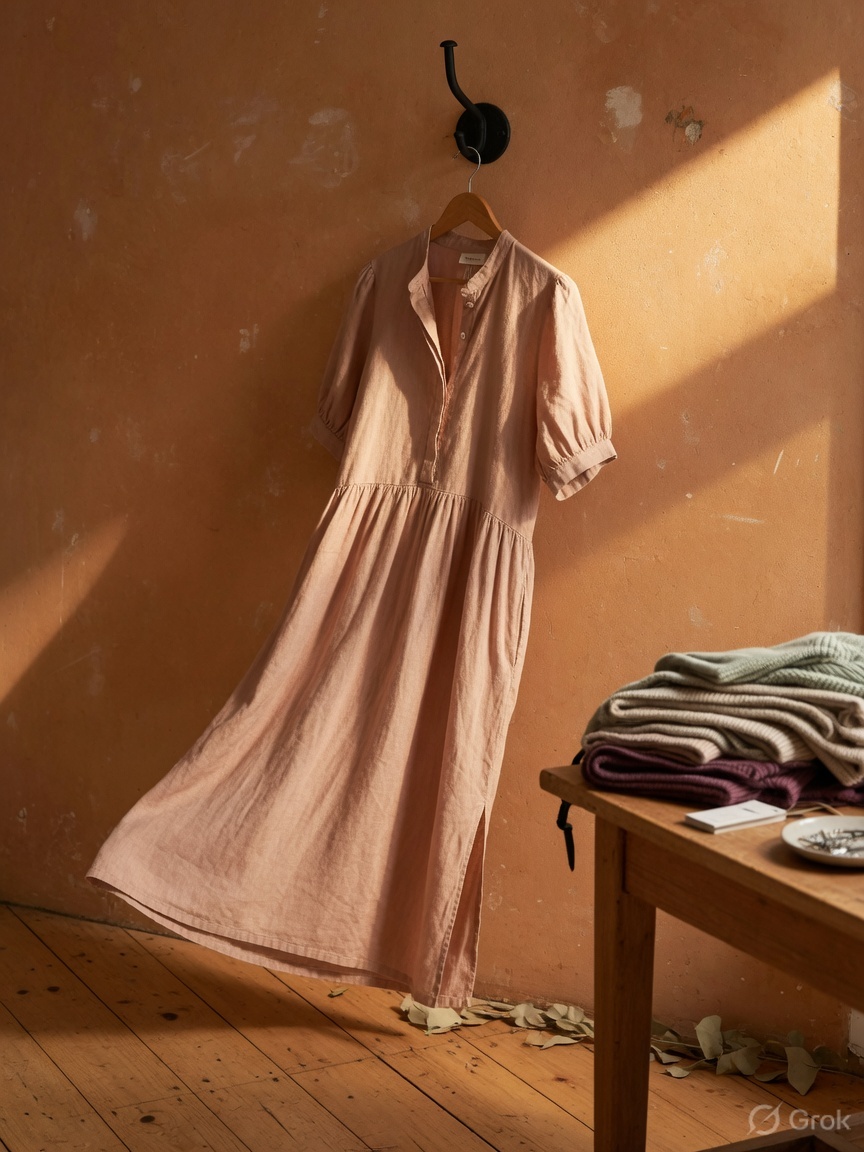 Linen dress in the window