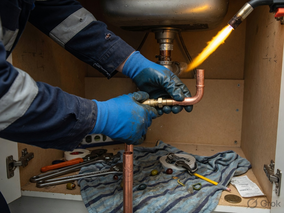 Copper work on site